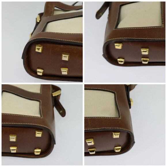 Salvatore Ferragamo Shoulder Bag Canvas Leather Beige Gold Auth bs27826 - Picture 15 of 15